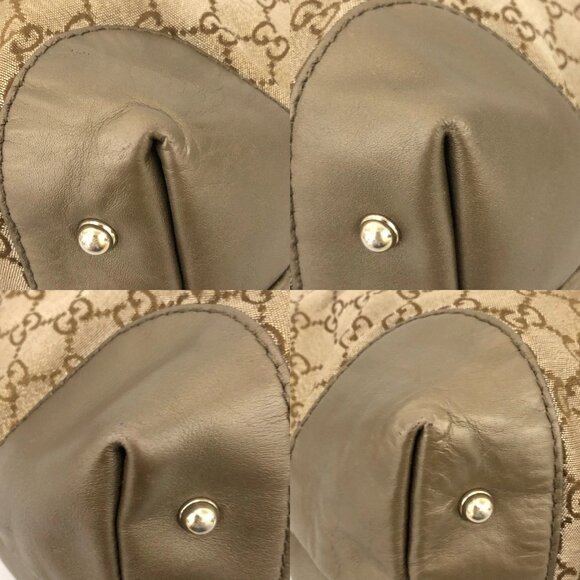 GUCCI GG Logo Canvas Leather Shoulder Tote Bag Brown/2BH2464 - Picture 8 of 12